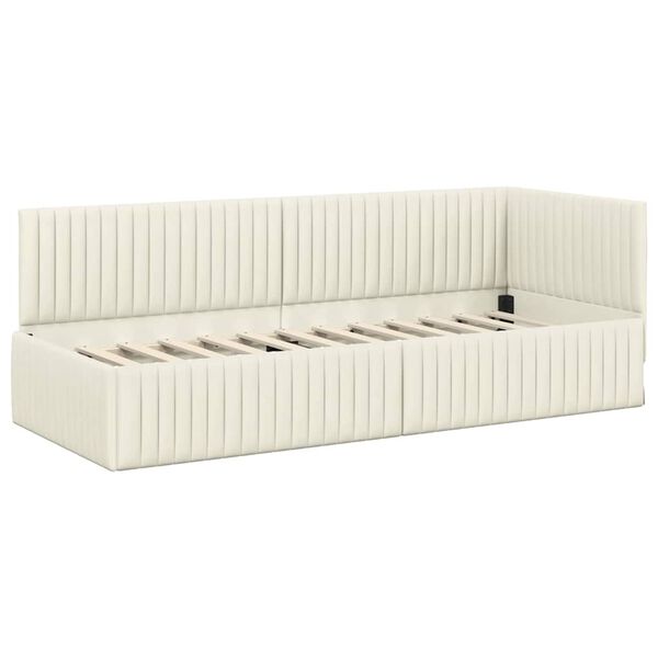 vidaXL Hoekbedframe met hoofdeinde Crème 80 cm x 200 cm Fluweel