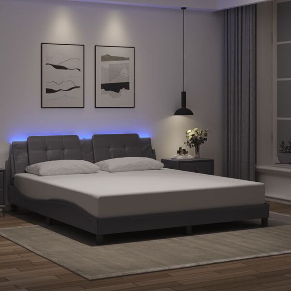 vidaXL Bedframe met LED zonder matras "Zadar" zwart 180x200 cm