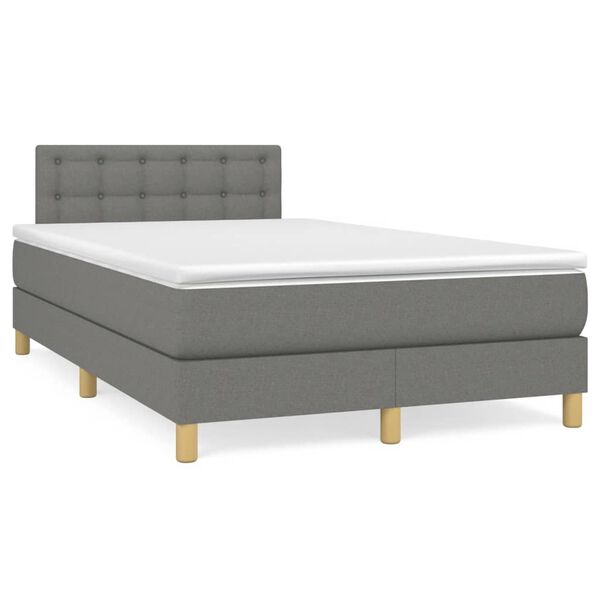 vidaXL Boxspring met matras en LED stof donkergrijs 120x190 cm
