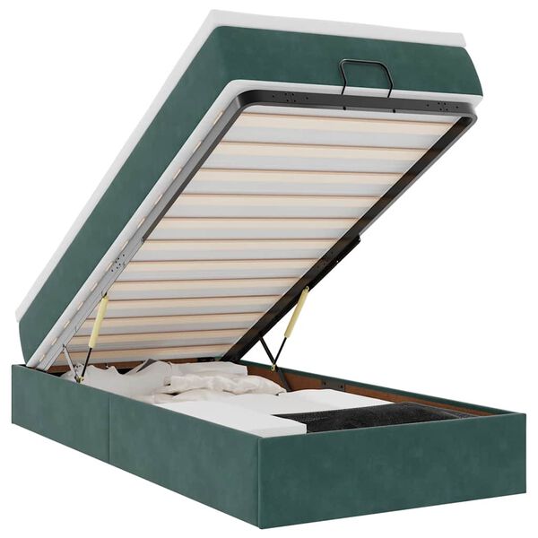 vidaXL Ottoman bed met matras 90x200cm fluweel donkergroen