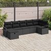 vidaXL Bankstel met kussen met opslag 7 pcs Zwart poly rattan