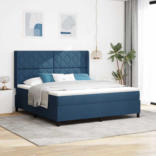 vidaXL Boxspring bed met matras met hoofdeinde Blauw 180 x 200 cm Stof