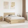 vidaXL Bedframe met hoofdeinde Gerookt eiken 150 x 200 cm Bewerkt hout