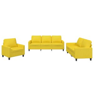 vidaXL 3-delige Loungeset met kussens stof lichtgeel