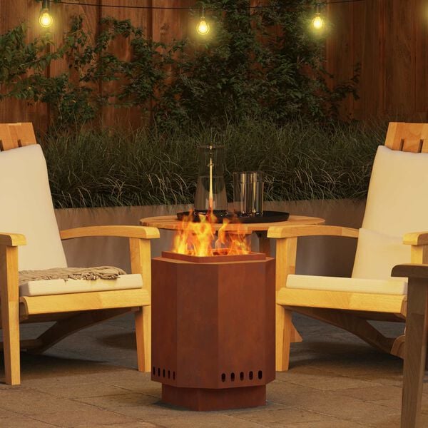 vidaXL Rookloze Vuurschaal Bruin 38 x 38 x 51 cm Cortenstaal