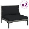 vidaXL 3-delige Loungeset halfrond poly rattan donkergrijs
