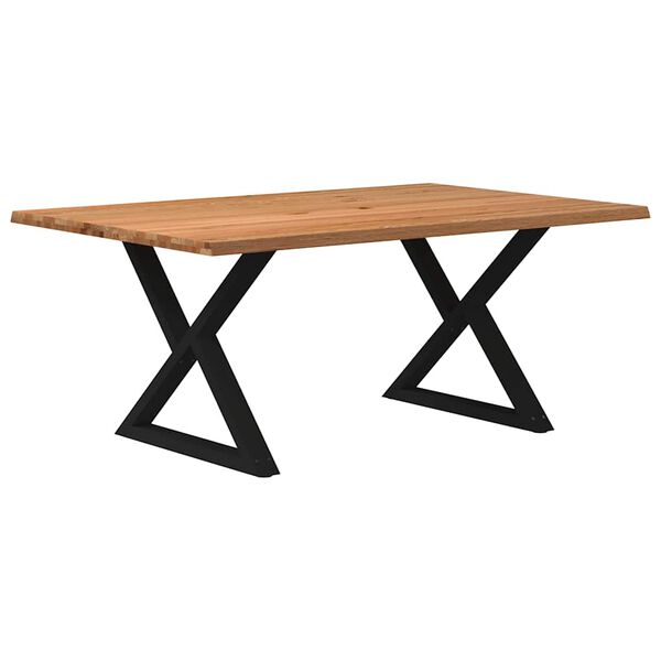vidaXL Eettafel met natuurlijke rand 180x120x74cm eikenhout lichtbruin