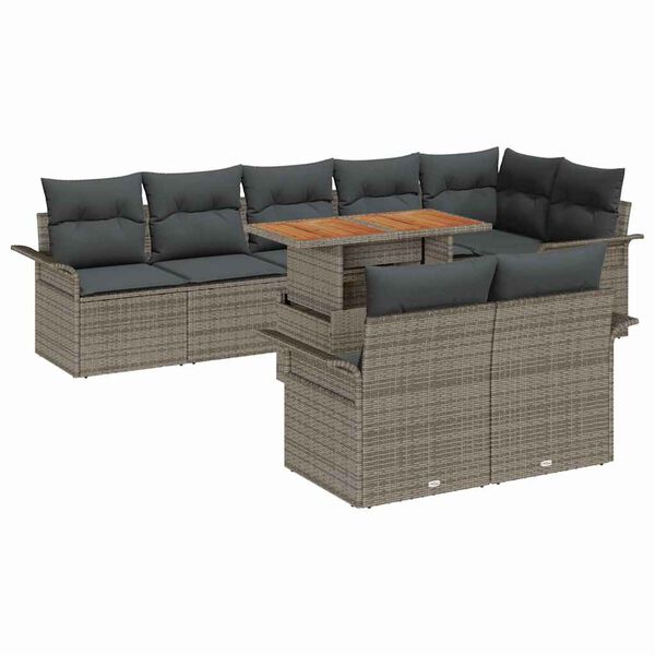 vidaXL Tuin Sofa Set met opslag 9 pcs Grijs Poly riet