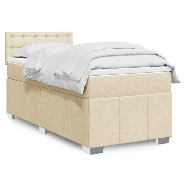 vidaXL Boxspring met matras stof cr&egrave;mekleurig 90x190 cm