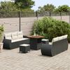 vidaXL Tuin Sofa Set met kussen 9 pcs Zwart en Cr&egrave;me poly rattan