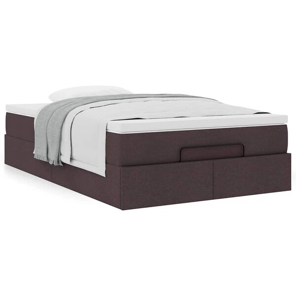 vidaXL Ottoman bed met matras 120x190 cm stof donkerbruin