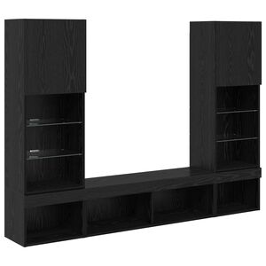 vidaXL TV Wand Eenheden met LED 5 st Zwart Eiken Bewerkt hout
