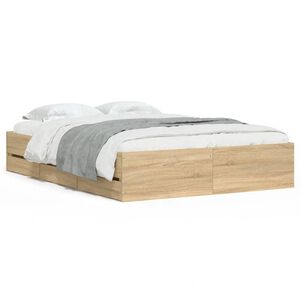 vidaXL Bedframe met lades bewerkt hout sonoma eikenkleurig 120x190 cm