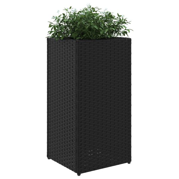 vidaXL Plantenbakken 2 st 30x30x60 cm poly rattan zwart