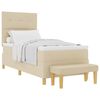vidaXL Boxspring bed met hoofdeinde Cr&egrave;me 190 x 90 cm Stof