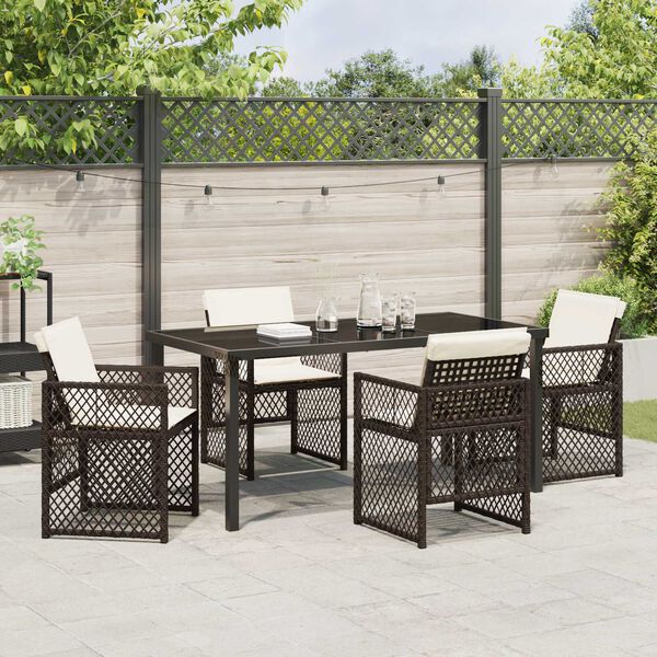 vidaXL Tuin eettafelset 5 pcs Bruin poly rattan