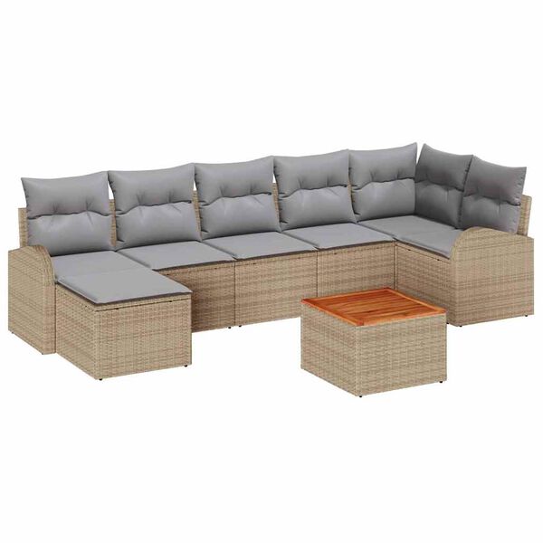 vidaXL Tuinbankenset met opslag 8 pcs Beige en Licht Grijs poly rattan