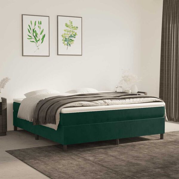 vidaXL Boxspring bed 160x200 cm fluweel donkergroen
