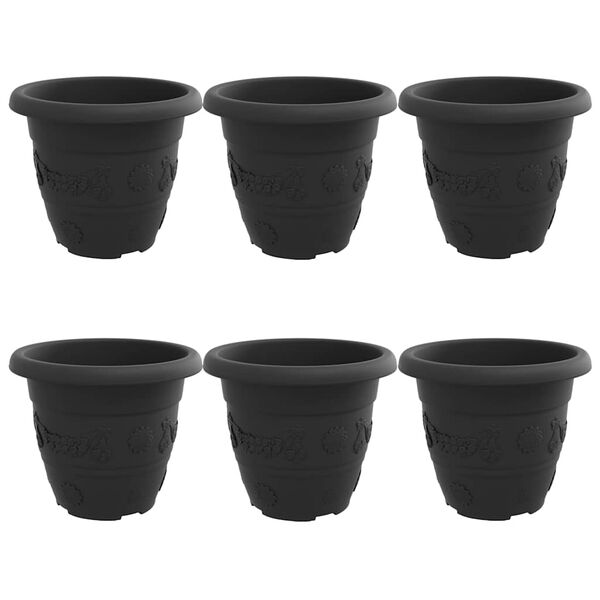 vidaXL Ronde Bloempot 6 pcs Zwart &Oslash; 26 x 21.5 cm Kunststof