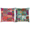 vidaXL Kussens patchwork handgemaakt 45x45 cm roze/turquoise 2 st