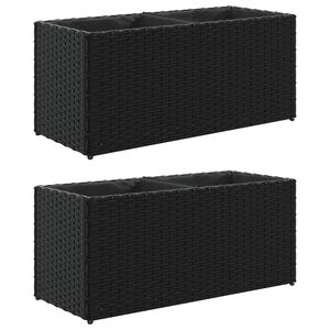 vidaXL Plantenbakken met 2 potten 2 st 72x30x32 cm poly rattan zwart