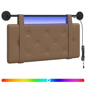 vidaXL Hangend hoofdbord Met LED-verlichting Cappuccino Kunstleer
