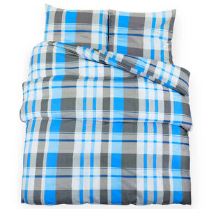 vidaXL Dekbedovertrekset 140x200 cm katoen blauw en grijs