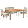 vidaXL 3-delige Tuinset met kussens poly rattan beige