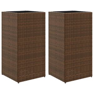 vidaXL Plantenbakken 2 st 40x40x80 cm poly rattan bruin