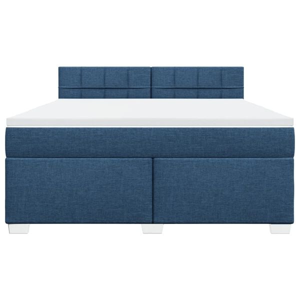 vidaXL Boxspring met matras stof blauw 180x200 cm