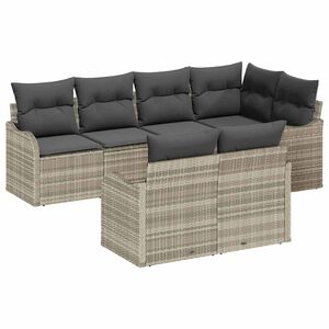 vidaXL Tuin Sofa Set 7 st Lichtgrijs Poly riet