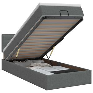 vidaXL Ottoman bed met matras Donkergrijs 90 x 200 cm Stof