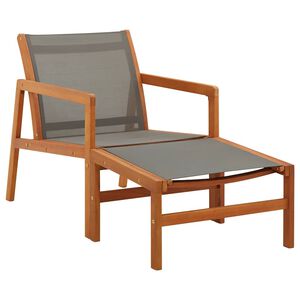 vidaXL Tuinstoel met voetensteun eucalyptushout en textileen grijs