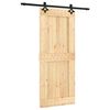 vidaXL Schuifdeur Naturel en Zwart 85 x 210 cm Massief Grenenhout