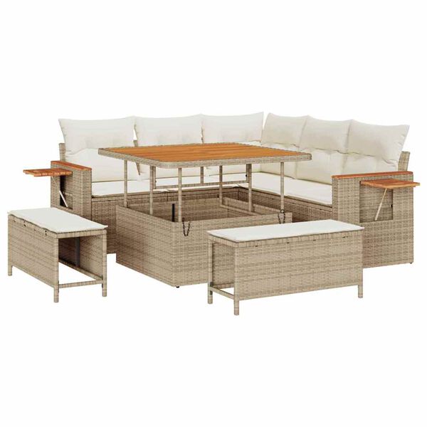 vidaXL Tuin Sofa Set met kussen 8 pcs beige en cr&egrave;mekleurig