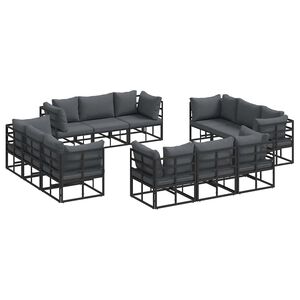 vidaXL Tuinbankenset 12 st Zwart Metaal