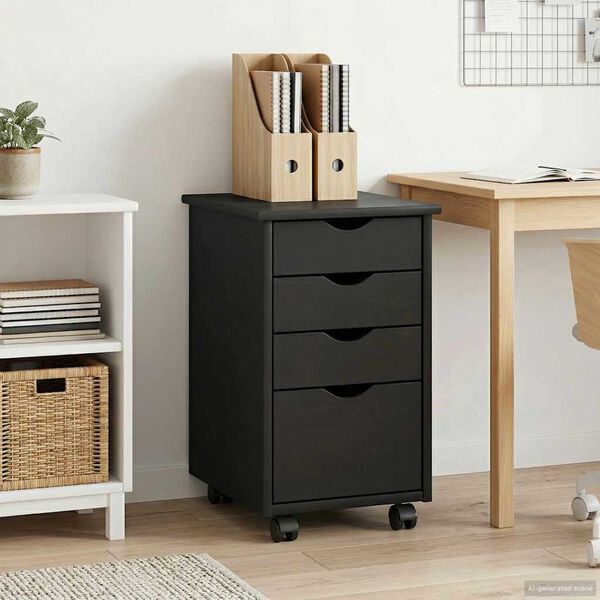 vidaXL Rolling Kast met wiel Grijs 34 x 39 x 56 cm Massief grenenhout