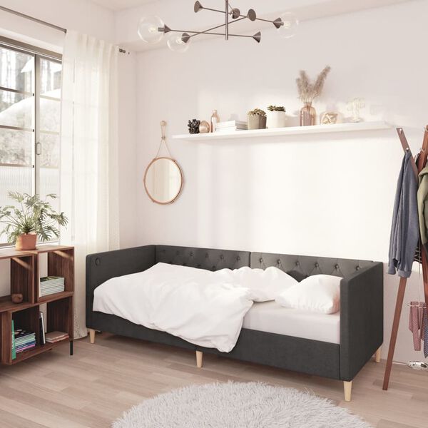 vidaXL Slaapbank met USB stof donkergrijs 90x200 cm