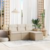 vidaXL 4-delige Loungeset met kussens poly rattan beige