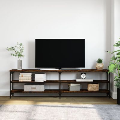 vidaXL Tv-meubel 180x30x50 cm bewerkt hout metaal gerookt eikenkleurig