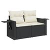 vidaXL 4-delige Loungeset met kussens poly rattan zwart