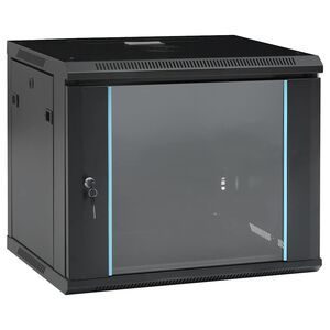 vidaXL Netwerkkasten met opslag Black 600 x 450 x 510 mm Staal