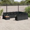 vidaXL 11-delige Loungeset met kussens poly rattan zwart