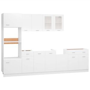 vidaXL 7-delige Keukenkastenset Lyon bewerkt hout wit