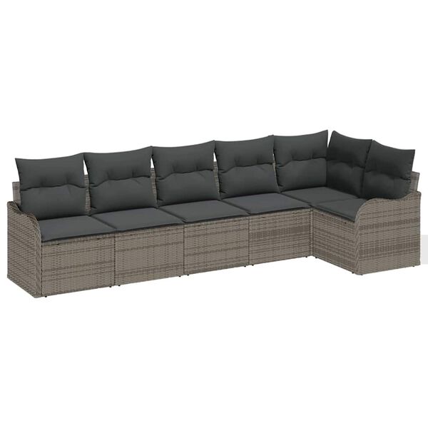 vidaXL Tuin Sofa Set met kussen met opslag 6 pcs Grijs Poly riet