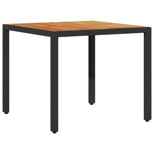 vidaXL Tuintafel met acaciahouten blad 90x90x75 cm poly rattan zwart