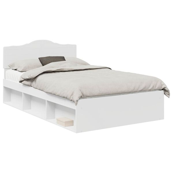 vidaXL Bedframe met hoofdeinde Wit 120 x 190 cm Massief grenenhout