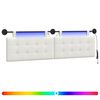 vidaXL Hangend hoofdbord Met LED-verlichting Wit Kunstleer
