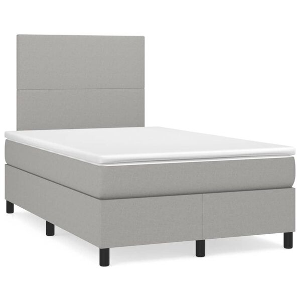 vidaXL Boxspring met matras stof lichtgrijs 120x190 cm