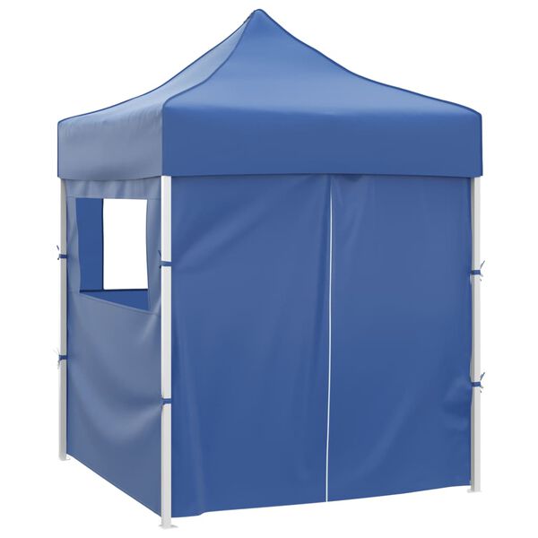 vidaXL Partytent met 4 zijwanden inklapbaar 2x2 m staal blauw